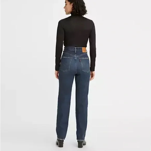 Levi’s Slim Straight Hi-Rise Dark Denim Jeans - Picture 4 of 11